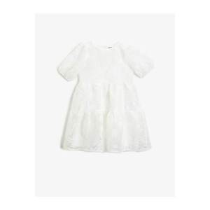 Koton Girl White Patterned Dress Short Sleeve vyobraziť