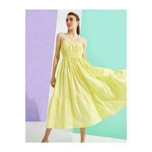 Koton Women's Yellow Cotton Slim Strap Dress vyobraziť