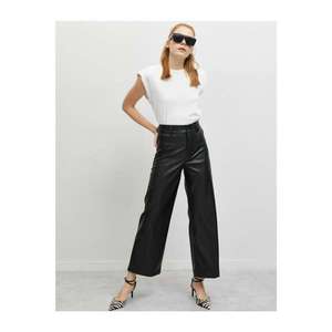 Koton Leather Look Wide Leg Trousers vyobraziť