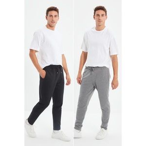 Trendyol Anthracite Men Regular Fit Open Leg 2-Pack Basic Sweatpants vyobraziť