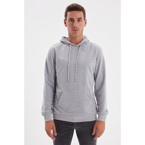 Trendyol Gray Men's Slim Fit Hooded Kangaroo Pocket Long Sleeve Sweatshirt vyobraziť