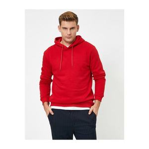 Koton Men's Red Long Sleeve Hooded Sweatshirt vyobraziť