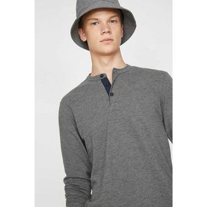 Koton Men's Grey Collar Detail Long Sleeve T-shirt vyobraziť
