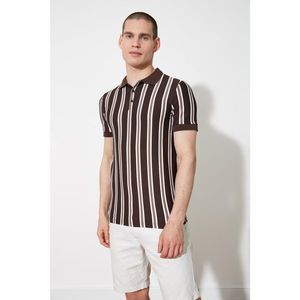 Trendyol Dark Brown Men's Polo Neck T-shirt vyobraziť