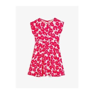 Koton Girl's Pink Crew Neck Short Sleeve Floral Patterned Dress vyobraziť