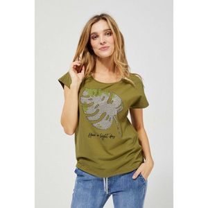 Cotton T-shirt with a monster - olive vyobraziť