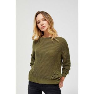 Oversize sweater with an openwork pattern - olive vyobraziť