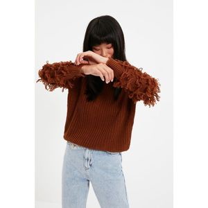 Trendyol Brown Tassel Detailed Knitwear Sweater vyobraziť