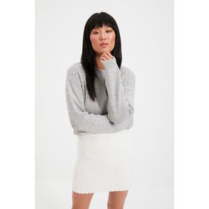 Trendyol Gray Pearl Detailed Knitwear Sweater vyobraziť