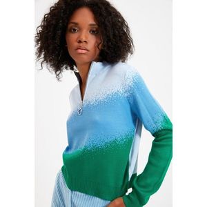 Trendyol Light Blue Zipper Detailed Knitwear Pullover Sweater vyobraziť