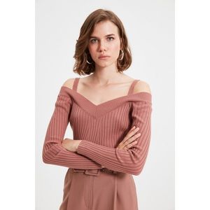 Trendyol Dried Rose Carmen Collar Knitwear Sweater vyobraziť