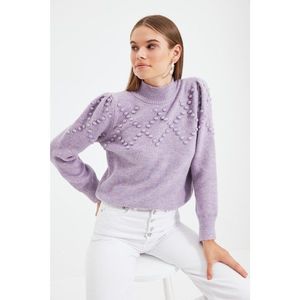 Trendyol Lilac Stand Up Collar Knitwear Sweater vyobraziť