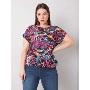 Black and fuchsia plus size blouse with patterns vyobraziť