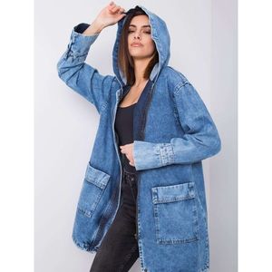 RUE PARIS Blue denim jacket with a zipper vyobraziť