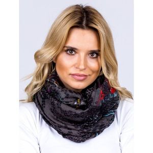 Airy scarf with a folk pattern, graphite and black vyobraziť