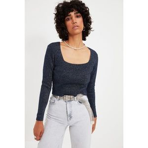 Trendyol Navy Square Collar Knitwear Sweater vyobraziť