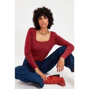 Trendyol Claret Red Square Collar Knitwear Sweater vyobraziť