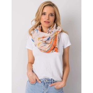 Beige and orange scarf with a colorful print vyobraziť