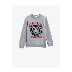 Koton Boys Gray Crew Neck Long Sleeve Printed Sweatshirt vyobraziť
