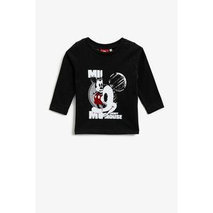 Koton Boys Black Mickey Mouse Licensed Printed Cotton Long Sleeved T-Shirt vyobraziť