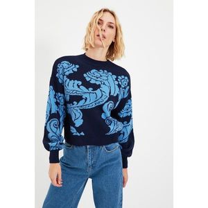 Trendyol Navy Blue Jacquard Knitwear Sweater vyobraziť