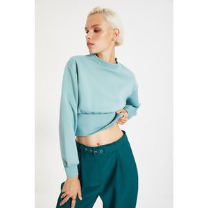 Trendyol Mint Stand Collar Scuba Crop Knitted Sweatshirt vyobraziť