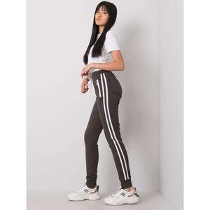 Dark khaki sweatpants with stripes vyobraziť