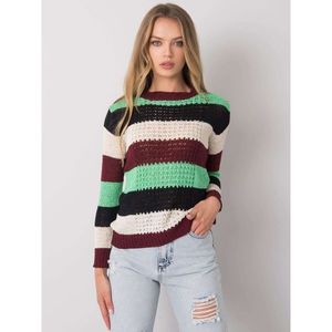 Burgundy-green striped sweater vyobraziť