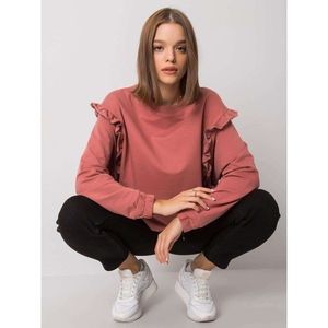 Dusty pink cotton sweatshirt without a hood vyobraziť