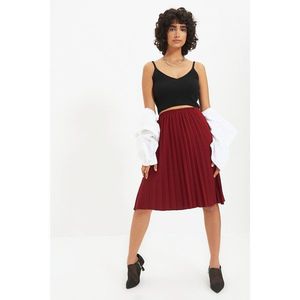 Trendyol Claret Red Pleated Knitted Skirt vyobraziť
