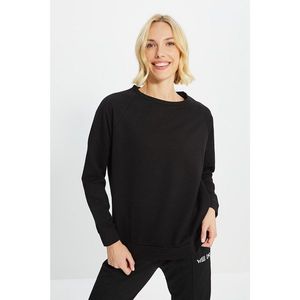 Trendyol Black Raglan Sleeve Oversize Knitted Sweatshirt vyobraziť