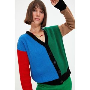 Trendyol Blue Color Block Knitwear Cardigan vyobraziť