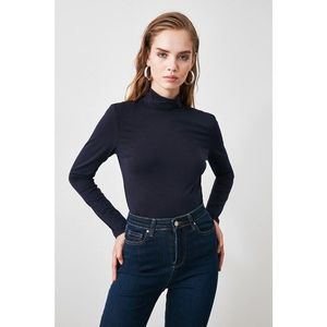 Trendyol Navy Blue Stand-up Collar Knitted Body vyobraziť