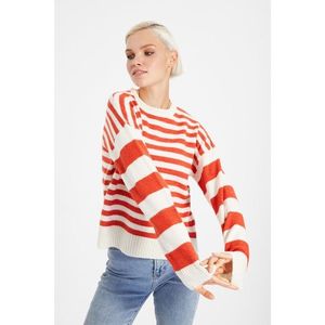 Trendyol Orange Striped Knitwear Sweater vyobraziť