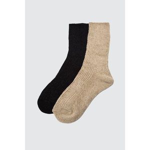Trendyol Mink and Black 2 Pack Chenille Knitted Socks vyobraziť