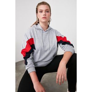 Trendyol Gray Color Block Boyfriend Knitted Sweatshirt vyobraziť