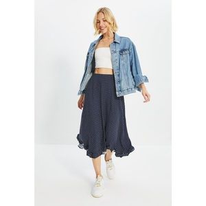 Trendyol Navy Blue Polka Dot Midi Skirt vyobraziť