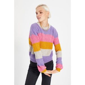 Trendyol Purple Striped Crop Knitwear Sweater vyobraziť