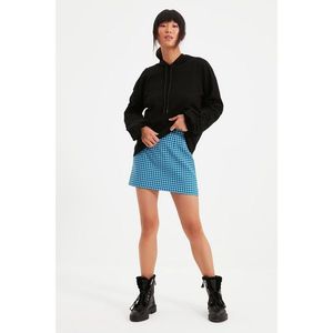 Trendyol Black Ruffle Detailed Hooded Basic Knitted Sweatshirt vyobraziť