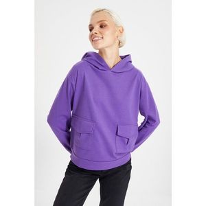 Trendyol Purple Pocket Detailed Boyfriend Knitted Sweatshirt vyobraziť