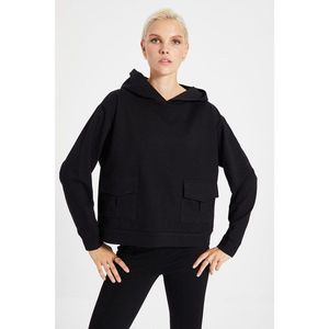 Trendyol Black Pocket Detailed Boyfriend Knitted Sweatshirt vyobraziť
