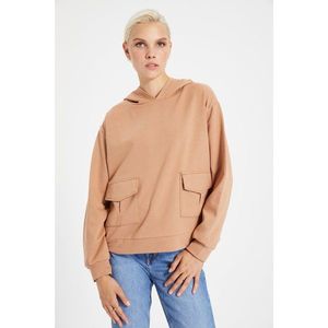 Trendyol Camel Pocket Detailed Boyfriend Knitted Sweatshirt vyobraziť