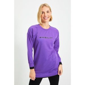Trendyol Purple Printed Long Oversize Knitted Sweatshirt vyobraziť