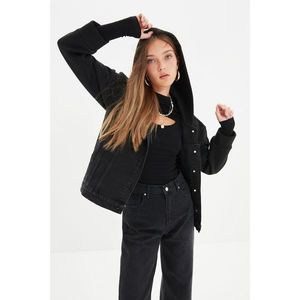 Trendyol Black Hooded Denim Jacket vyobraziť