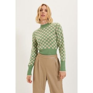 Trendyol Mint High Collar Jacquard Knitwear Sweater vyobraziť