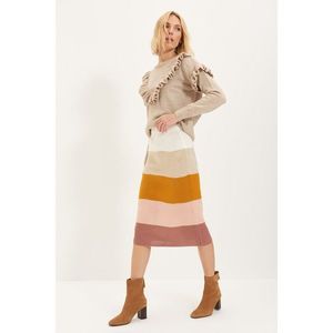 Trendyol Ecru Color Block Knitwear Skirt vyobraziť