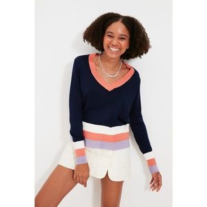 Trendyol Navy Blue V Neck Knitwear Sweater vyobraziť
