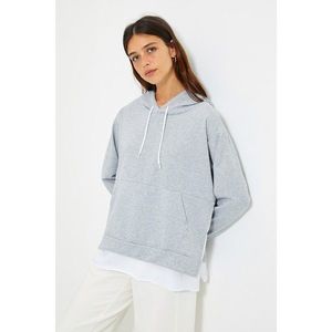 Trendyol Gray Hooded Basic Knitted Sweatshirt vyobraziť