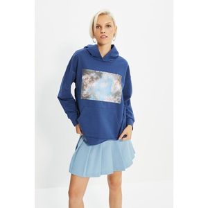 Trendyol Indigo Oversize Knitted Sweatshirt vyobraziť