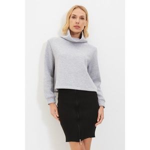 Trendyol Gray Turtleneck Basic Raised Knitted Thick Sweatshirt vyobraziť